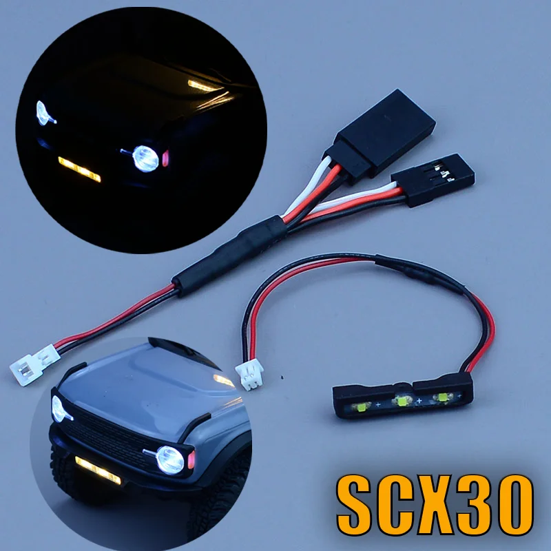 RC Car LED Yellow/white Front Bumper Light Spotlights for 1/30 RC Crawler Car SCX30 Bronco Accessories