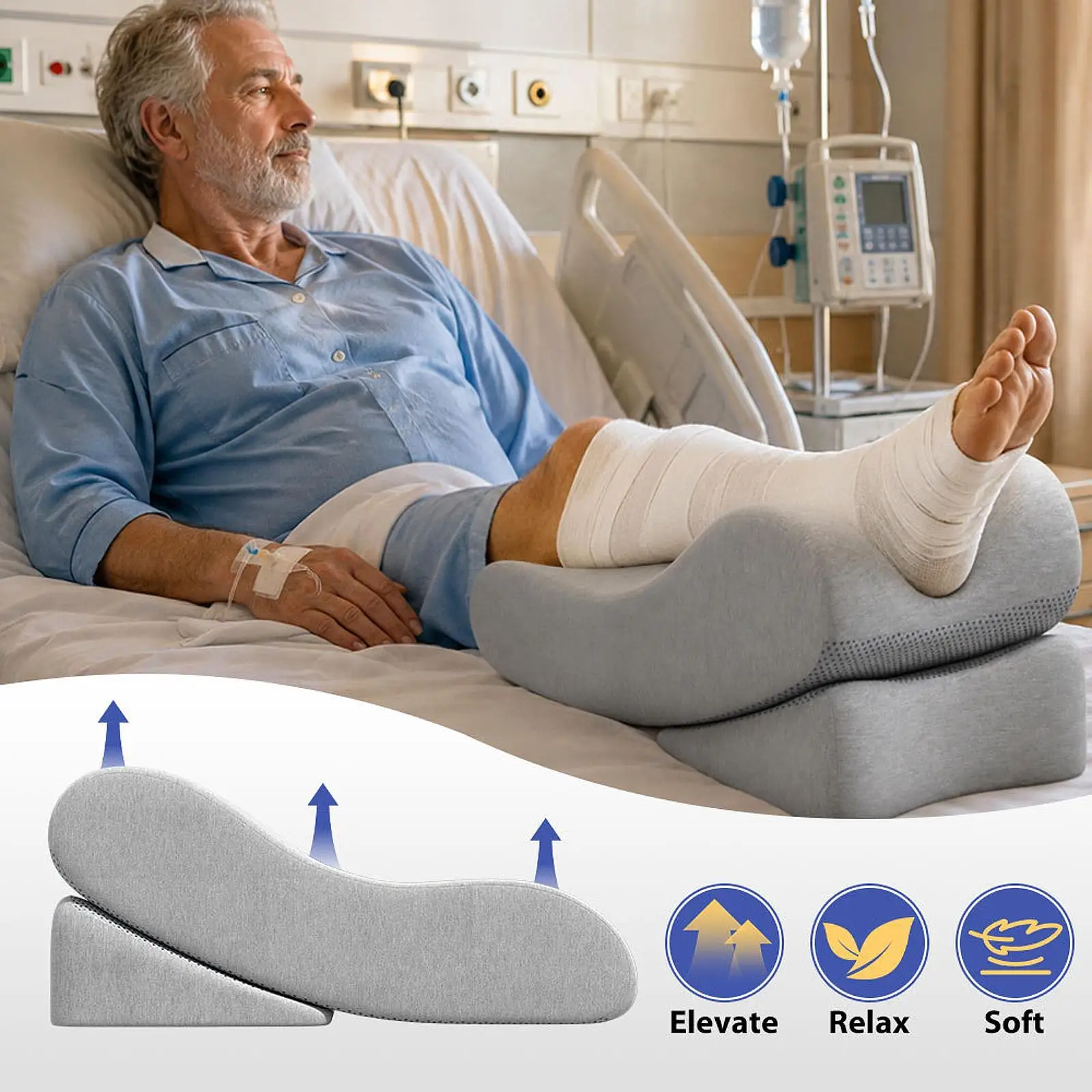 Leg Elevation Pillow Knee Support Cushion Pillow Unique Breathable Cover Memory Foam Ankle Elevation Pad for Relaxation Hip