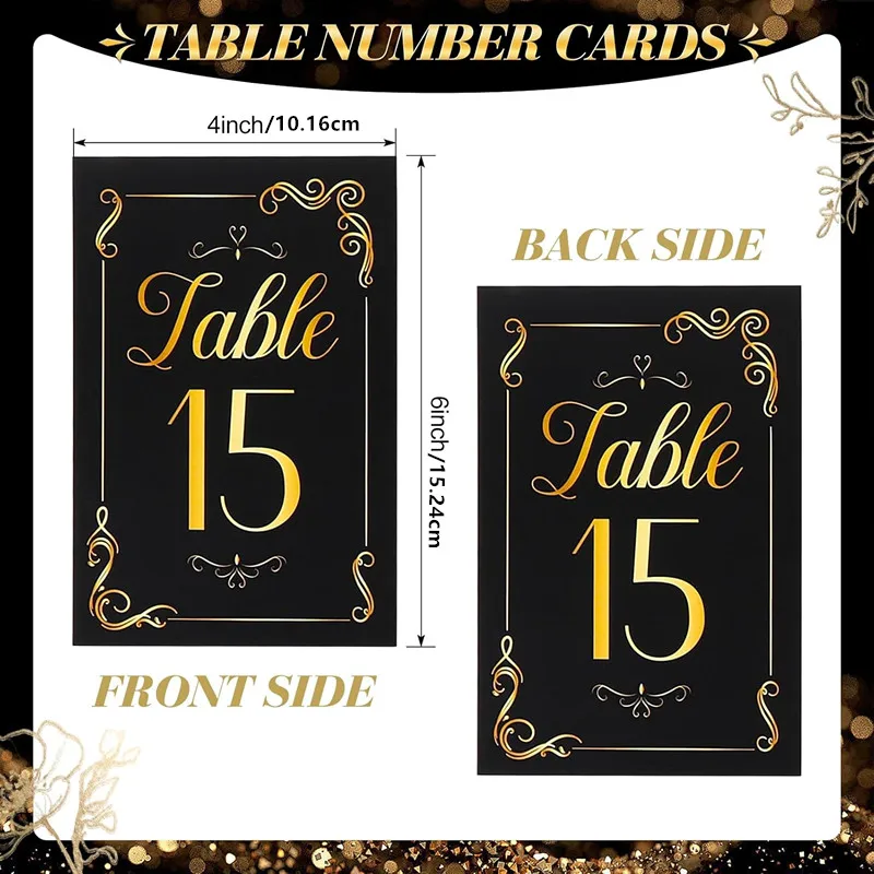 31 pcs table digital bracket Gold black table number 1-30 and the head table bracket 5.08cm wedding table digital bracket card