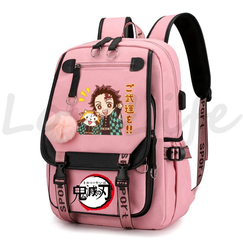 Mochila de Anime para chica adolescente, morral escolar Kawaii de Kimetsu No Yaiba, Kamado, Tanjirou, Cospaly, mochilas escolares de Manga, Demon Slayer