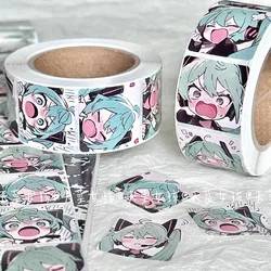 500PCS Japanese Classic Anime Hatsune Miku Roll Sticker Handbill Material Cute High Appearance Level Envelope Sealing Sticker