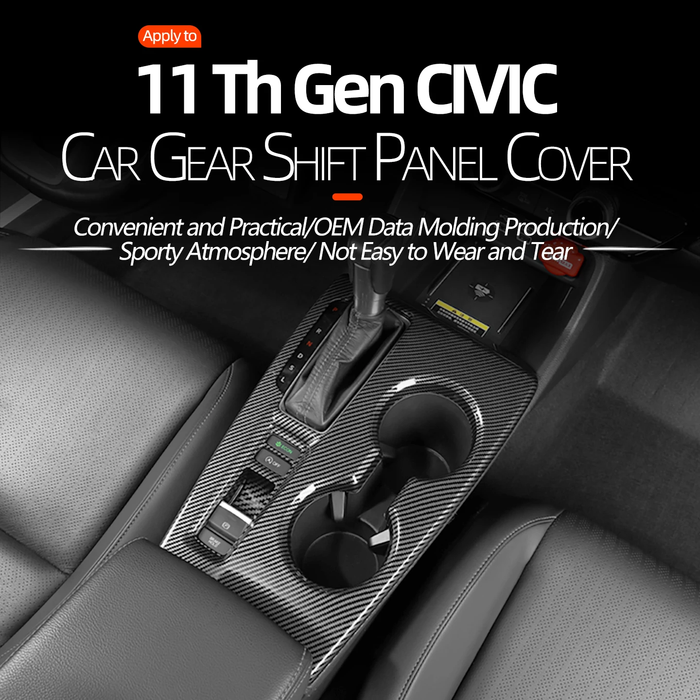 For HONDA 2022-2025 11th Gen Civic Sedan Hatchback AT Decorative sticker for gear shift panel