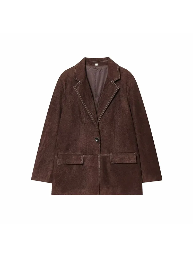 

Women 2025 Autumn Winter New Street Single button Suit Jackets Women's Vintage Turn-down Collar Long Coat Ladies Outwear
