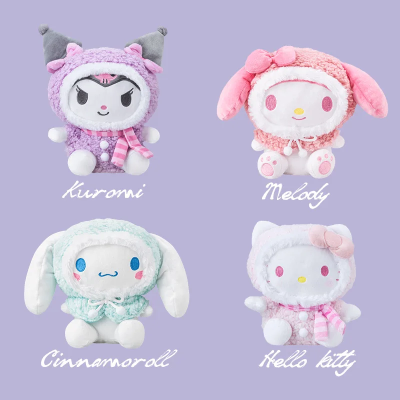 Aoger 20cm Genuine Kawaii Snow Fairy Series Hello Kitty Kuromi Melody Cinnamoroll Cartoon Doll Stuffed Animal Plush Toy Gift