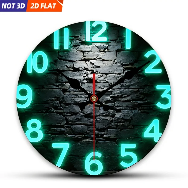 1pc Modern Minimalist Stone Wall Clock - Wood Round Silent Non-Ticking Hanging Wall Decor Suitable for Bedroom,, Office,, - Batt