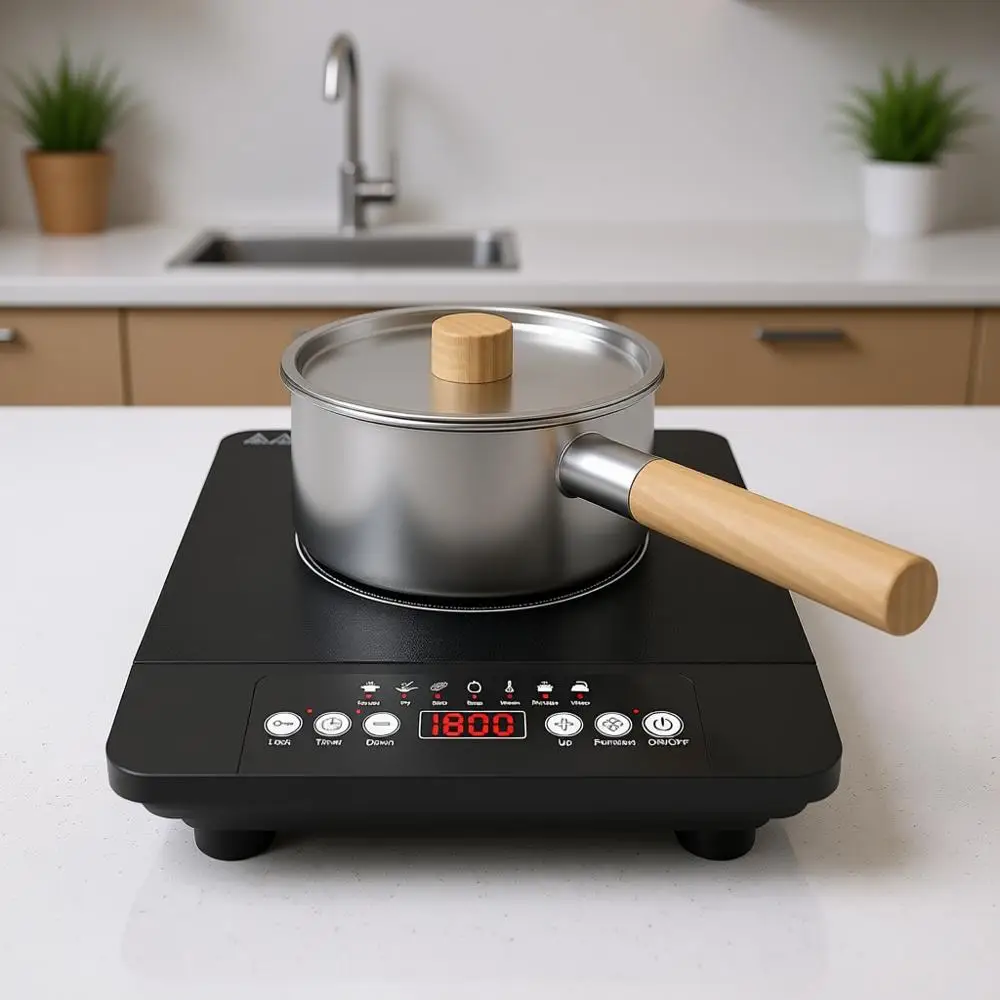 

Portable Induction Cooktop, 110V Single Burner, 1800W, 7 Power Levels, Kids Lock, Timer, LED Touch Control, Overheat Protection