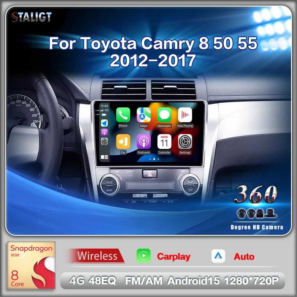 

2Din Android Carplay Android Auto Wireless Multimedia For Toyota Camry 8 50 55 2012 2013 2014 2015 2016 2017 Automotive Stereo