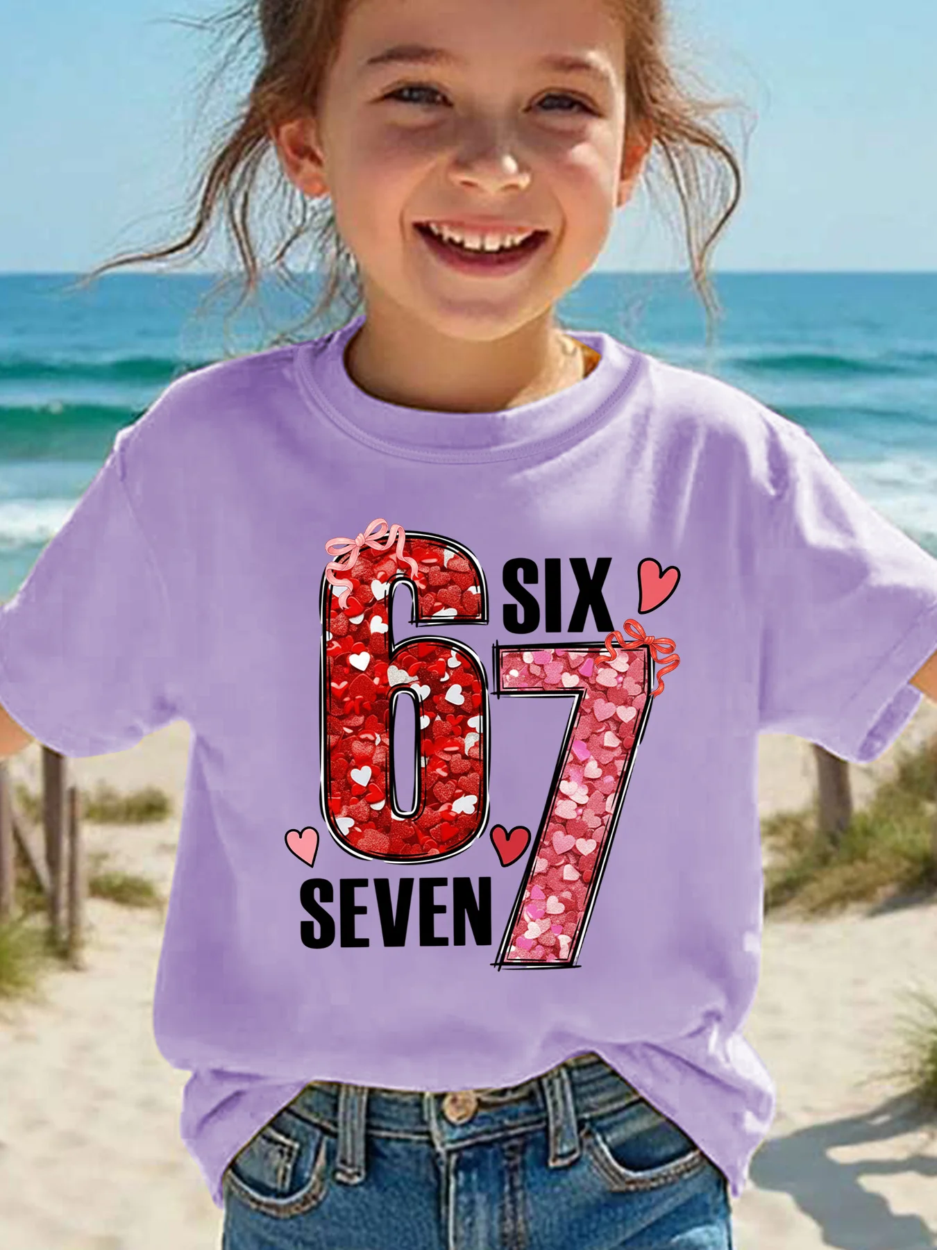 Summer Children's Round Neck Pure Cotton Short-sleeved Casual T-shirt with 