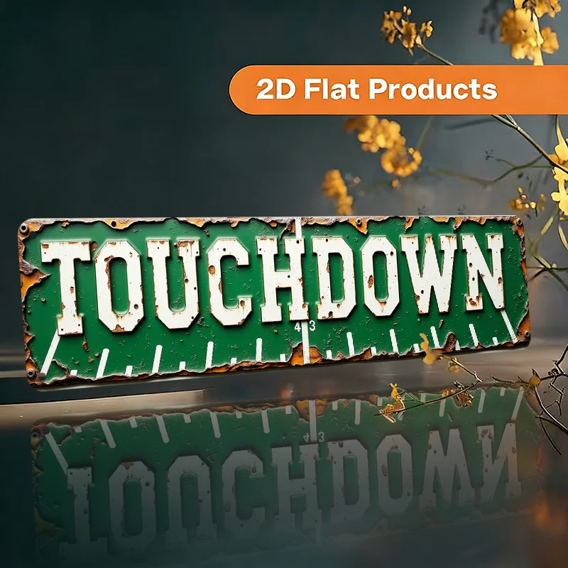 Vintage Rustic Touchdown Football Wall Decor - Aluminum Goal Line Decoration, Perfect for Sports Bars, Game Rooms, Man Caves