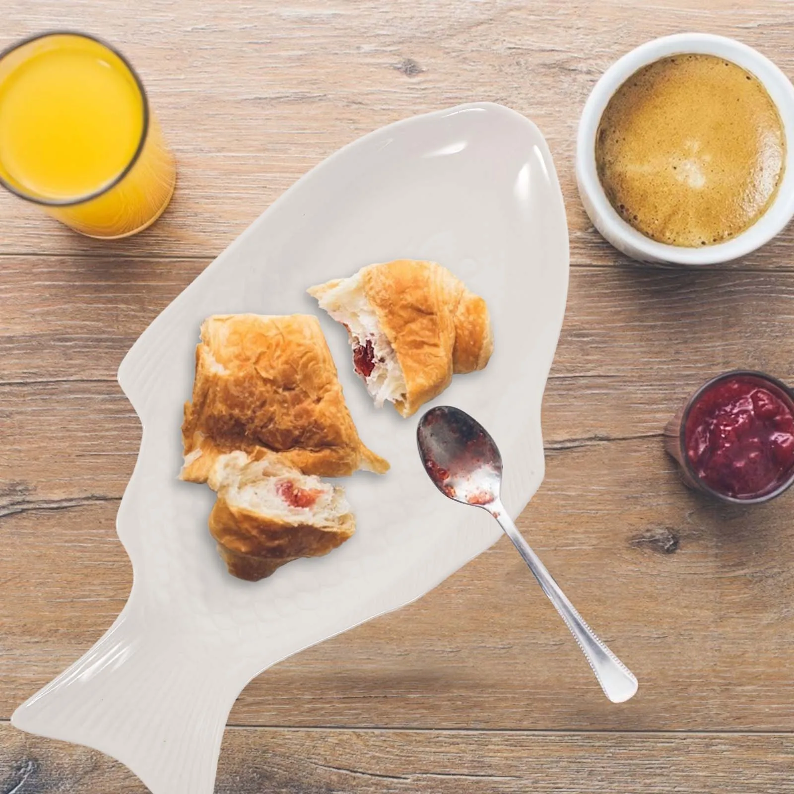 

Creative Ceramic Fish Shaped Dish White Tableware Serving Plate Snack Storage Pan Restaurant Home Dinner 11 Inches