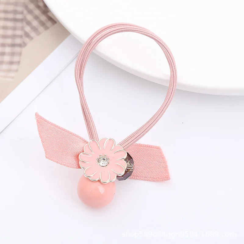 Korean Beaded Hair Rings 5pcs 2025 Elastic Bands Double Line Design Long Hair Friendly Accessories