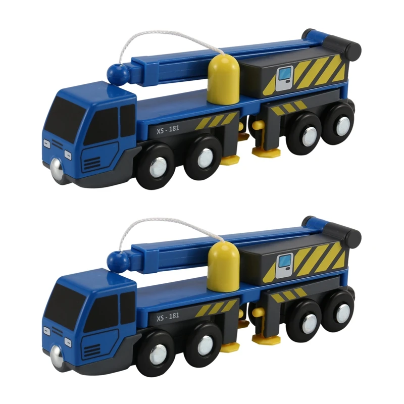 

2X Train Toy Set Accessories Mini Crane Truck Toy Vheicles Kids Toy Compatible With Wooden Tracks Railway