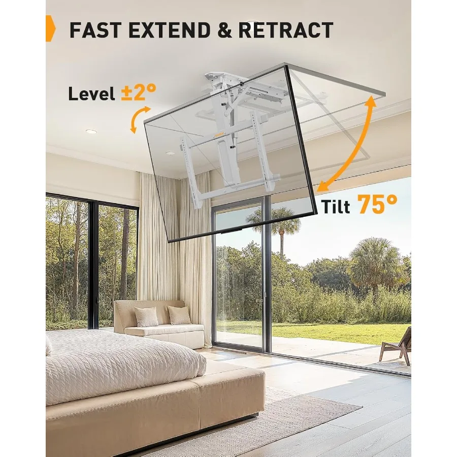 Motorized Electric Ceiling TV Mount with Remote Control for 3270 inch Flat and Curved Screen TVs Flip Down Drop Down Ceiling Mo