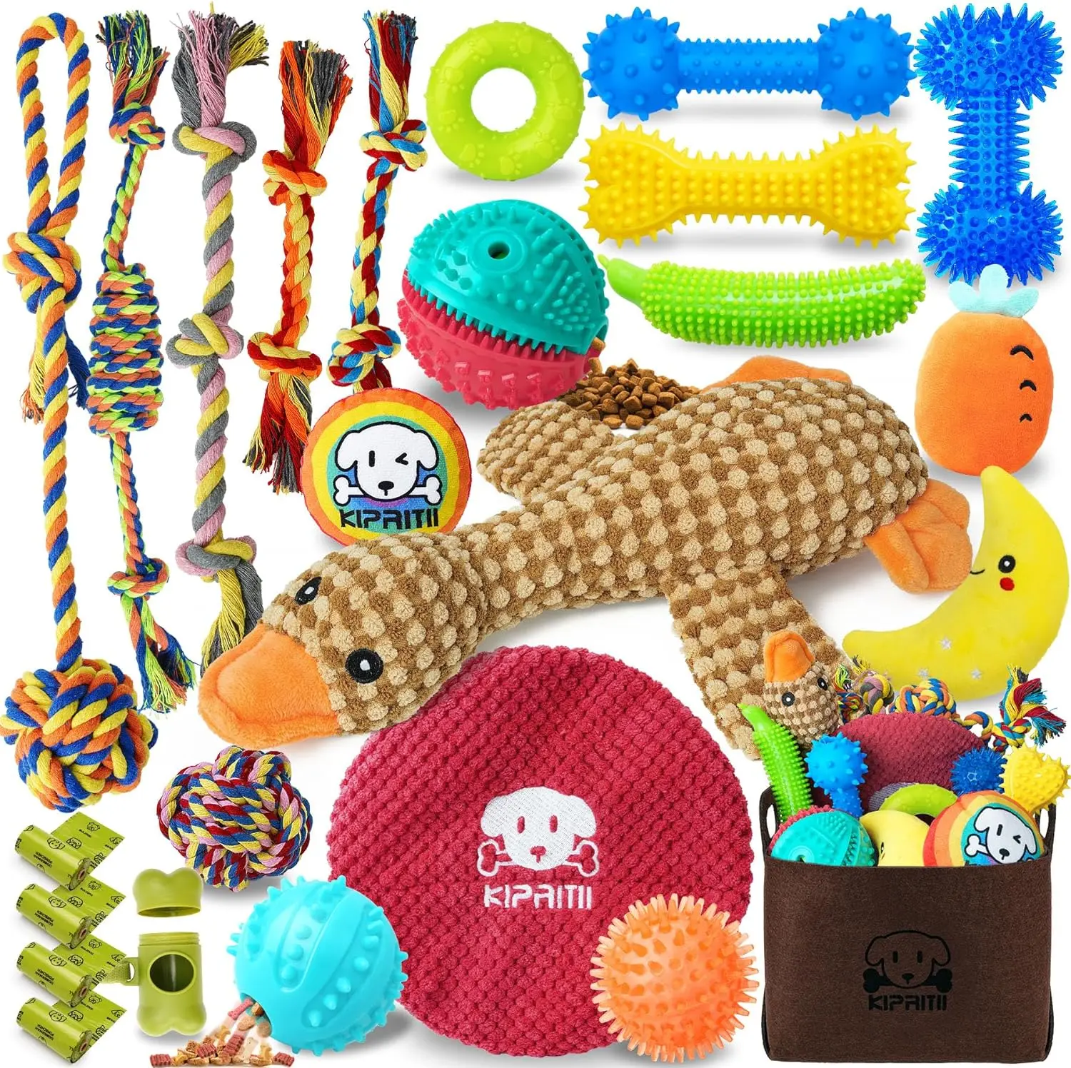 

Pet Teething Toys, Puppy Chew Mini Small Objects, Multi-Type Small Dog Objects Rope, Snack Ball, Animal Toys, 25 Pieces