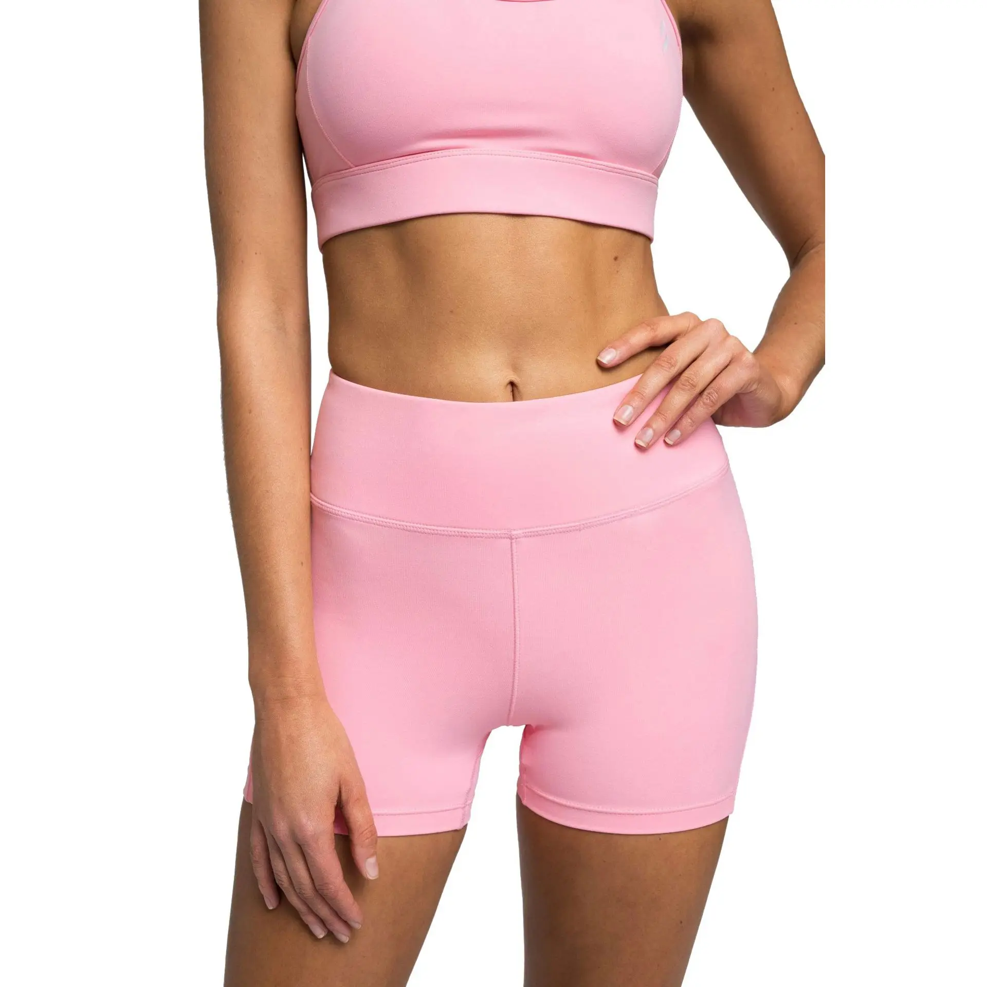 Women Yoga Set Two-piece Top Tight Pants Summer Adjustable Bra Shorts Fitness Sports Set pink