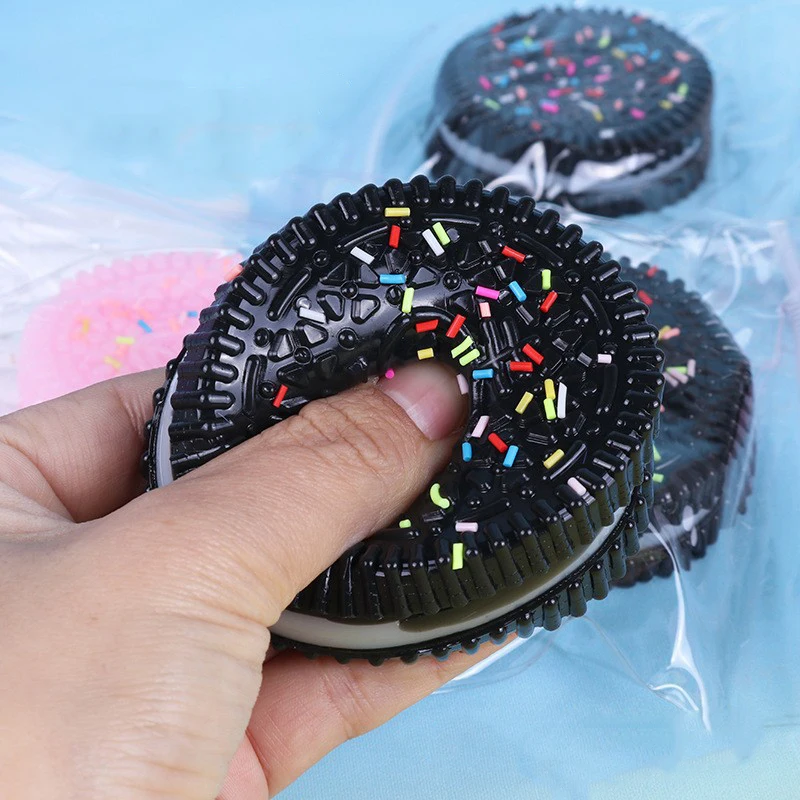 Balle anti-stress Squishy Simulation Oreo, jouet créatif en forme de biscuit, super doux, jouet sensoriel ASMR anti-stress pour adultes