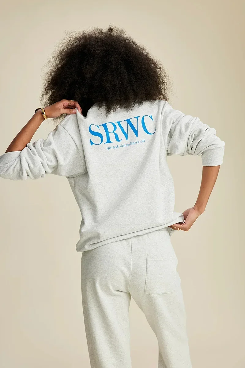 Winter New North American Niche Sporty&Rich Letter SRWC Printed Fleece Women's Cotton Sweater