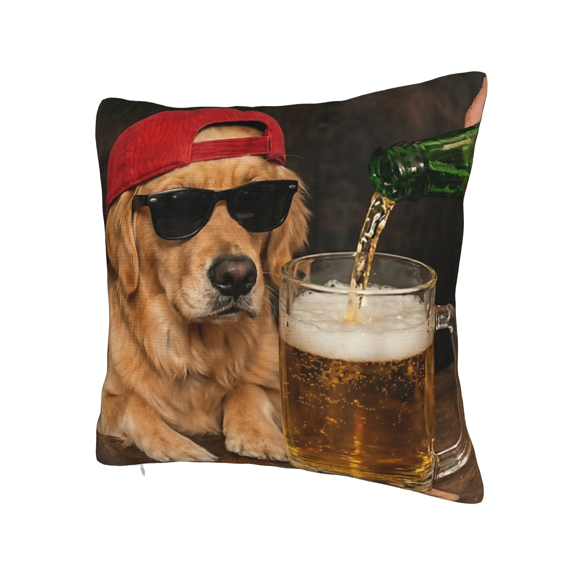 Decorative Pillow Cover Border Collie Drinking Beer Funny Dog Meme  Stuff Bed  Throw Pillow Case Cover Zippered Multi Size