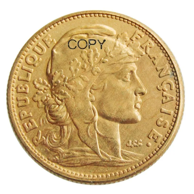 France 10 Francs 1899 Marianne Rooster Gold Plated Copy Coin