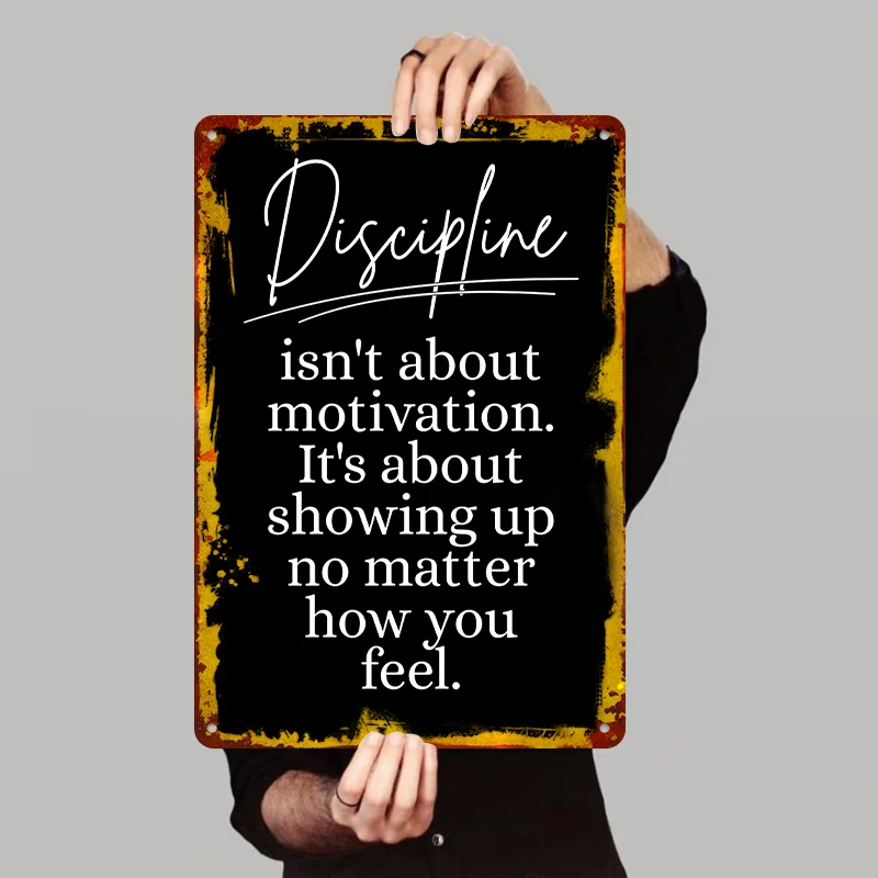 Discipline Inspirational Metal Wall Art Motivational Quote Decor for Home Office Inspirational Saying Sign