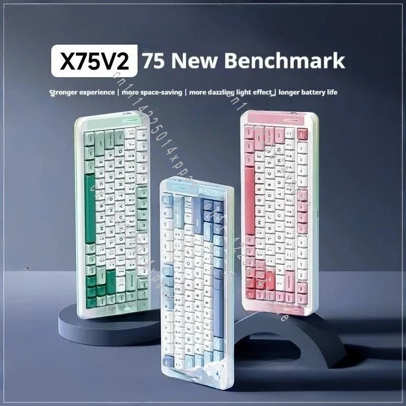 Hot-Swappable Thocky Ergonomic Design For Windows/M AC Office and Ga Ming  X75 V2 Mechanical Keyboard 75% R GB