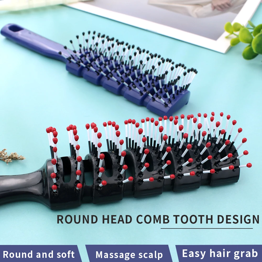 Nylon teeth big back head fluffy hole hanging ribs hair comb with easy hand grip