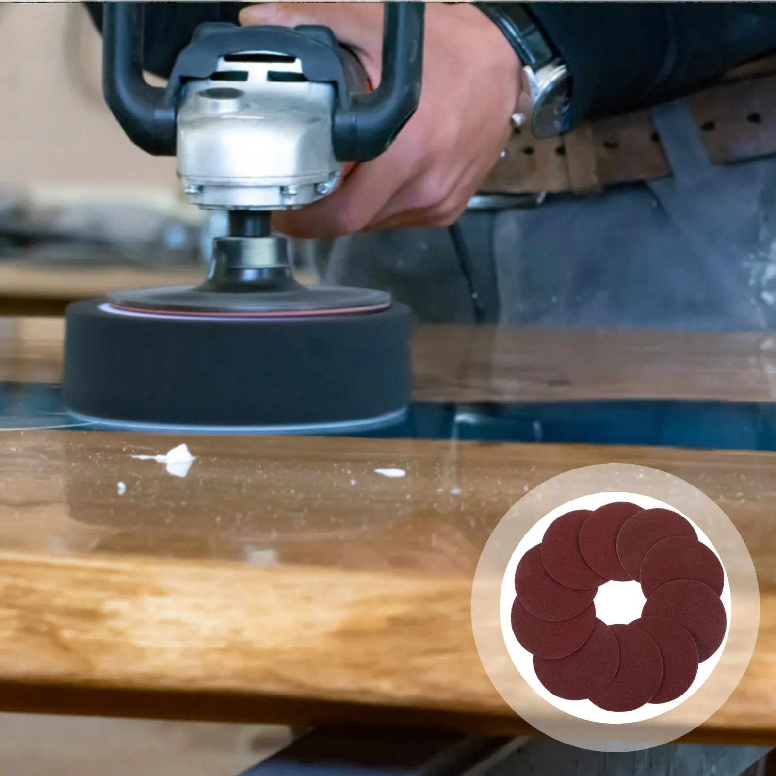 

50Pcs Flocked Sanding Discs Aluminum Oxide Self Adhesive Sandpaper for Grinding Polishing Deburring Wood Metal Plastic