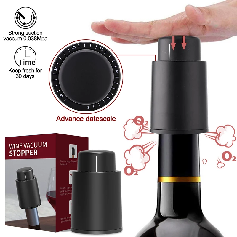 Reusable Wine Bottle Stopper with Time Scale Record Real Vacuum Wine Stoppers Wine Preserver Corks Keep Fresh for Wine Lovers