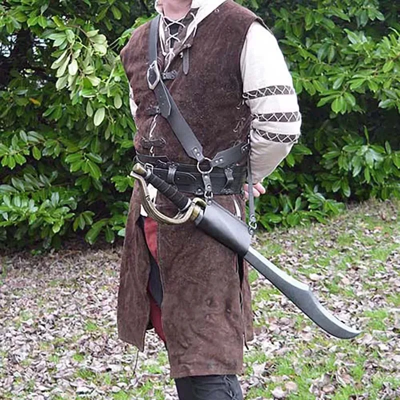 Medieval Knight Shoulder Belt Sword Holder Scabbard Holster Viking Leather Weapon Hanger Sheath Frog Larp Costume Props Sling
