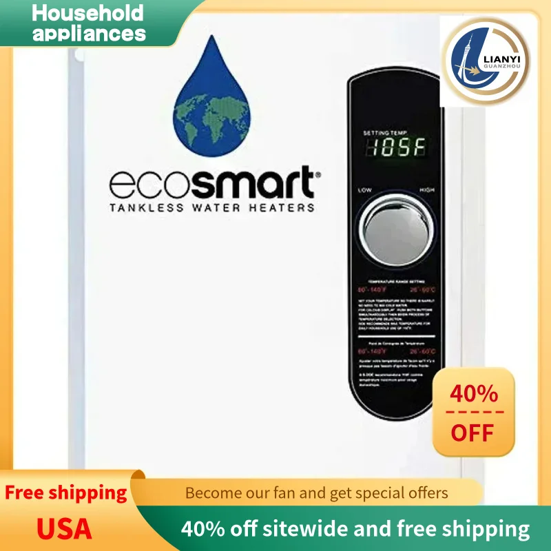 سخان مياه كهربائي KC3B EcoSmart KC3BO 18 بدون خزان، 18 كيلو وات بتقنية التعديل الذاتي حاصلة على براءة اختراع 240 فولت، 17 × 14 × 3.5، علي