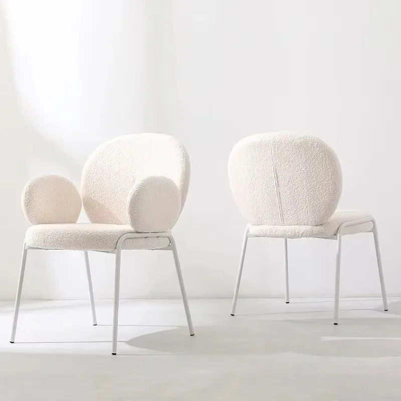 

Makeup Stool Bedroom Dressing Chair Modern High-end Feel Cream Velvet Dining Chair Female Home Use Backrest Nail Art Chair