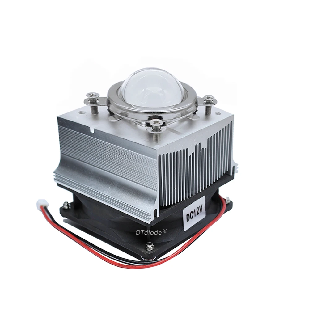 Led Cooling System LED Aluminium Heat Sink Cooling Fan + 60/120degree 44mm Lens + Reflector Bracket For 20-100W High Power LED