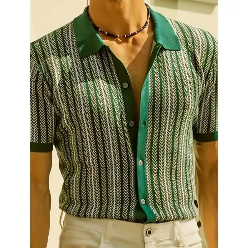 

Men's Knitted Sweater Vintage Stripes Open Cardigan Thiened Coolmax Fiber Ciwalk Collar Inner Wear Nine Sve Length