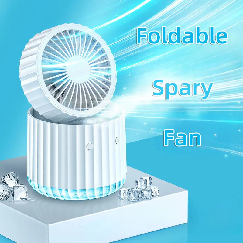 

USB Mini Foldable Desktop Spray Electric Fan Rechargeable Home Room Portable Wireless Camping Air Cooler Circulator Conditioner