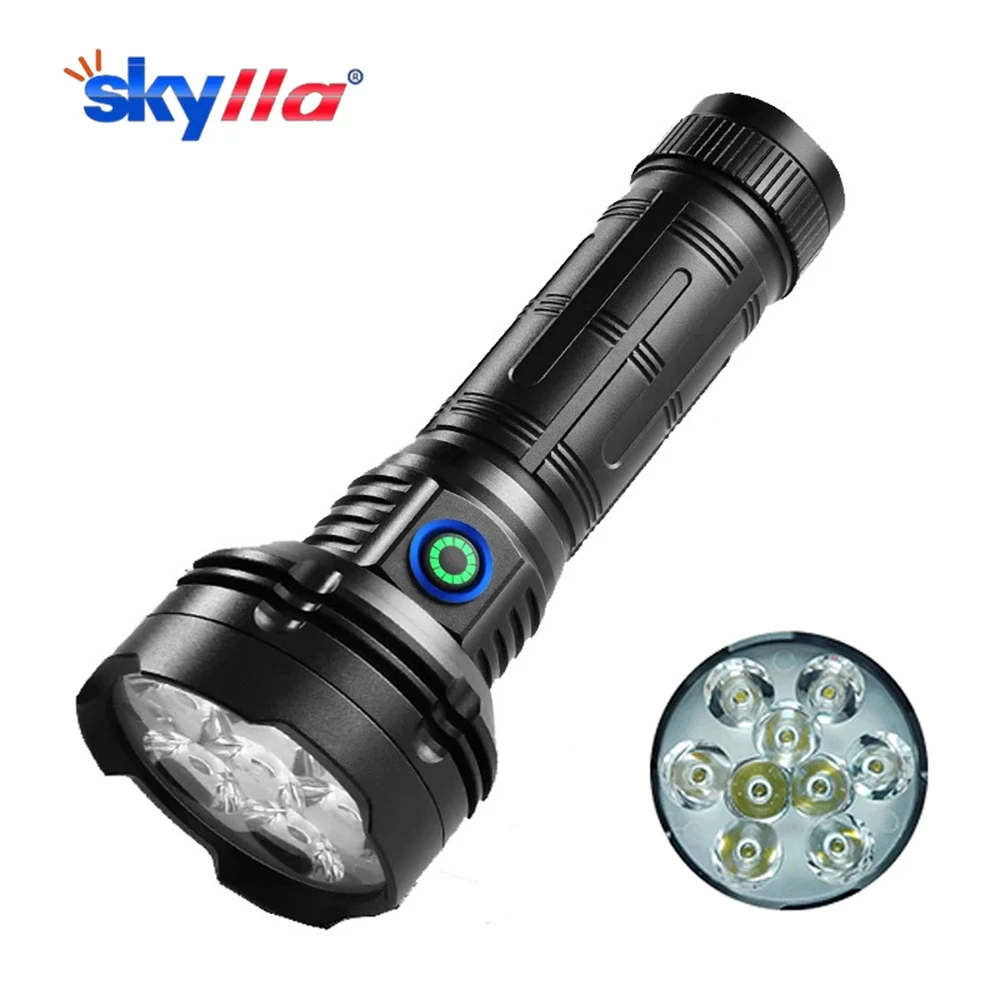 

9светодиодный высокомощный фонарик с USB-зарядкой, Мощный тактический фонарь, водонепроницаемый фонарь для кемпинга на открытом воздухе
