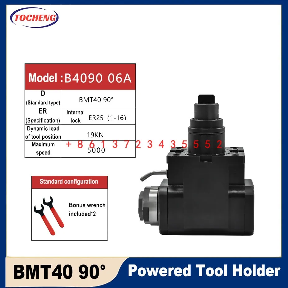 90 degree BMT40 powered tool holder ER25 ER32 inner/outer lock 45 turret 12-station turning and milling compound center