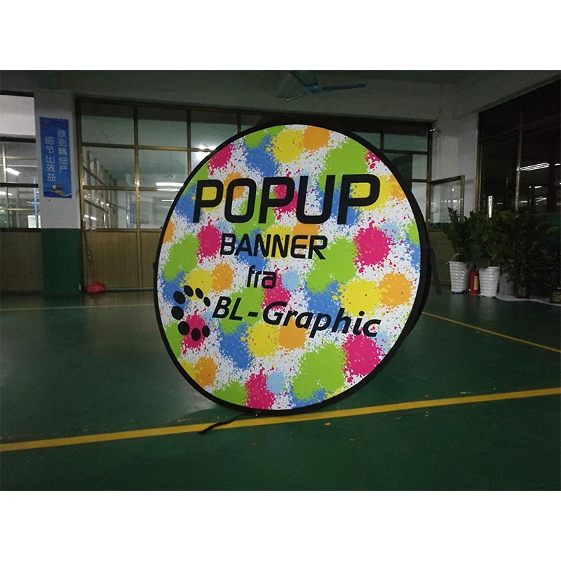 Free Shipping 2 Sides Printed Vertcal POP up  Circle Frame Banners150X150cm