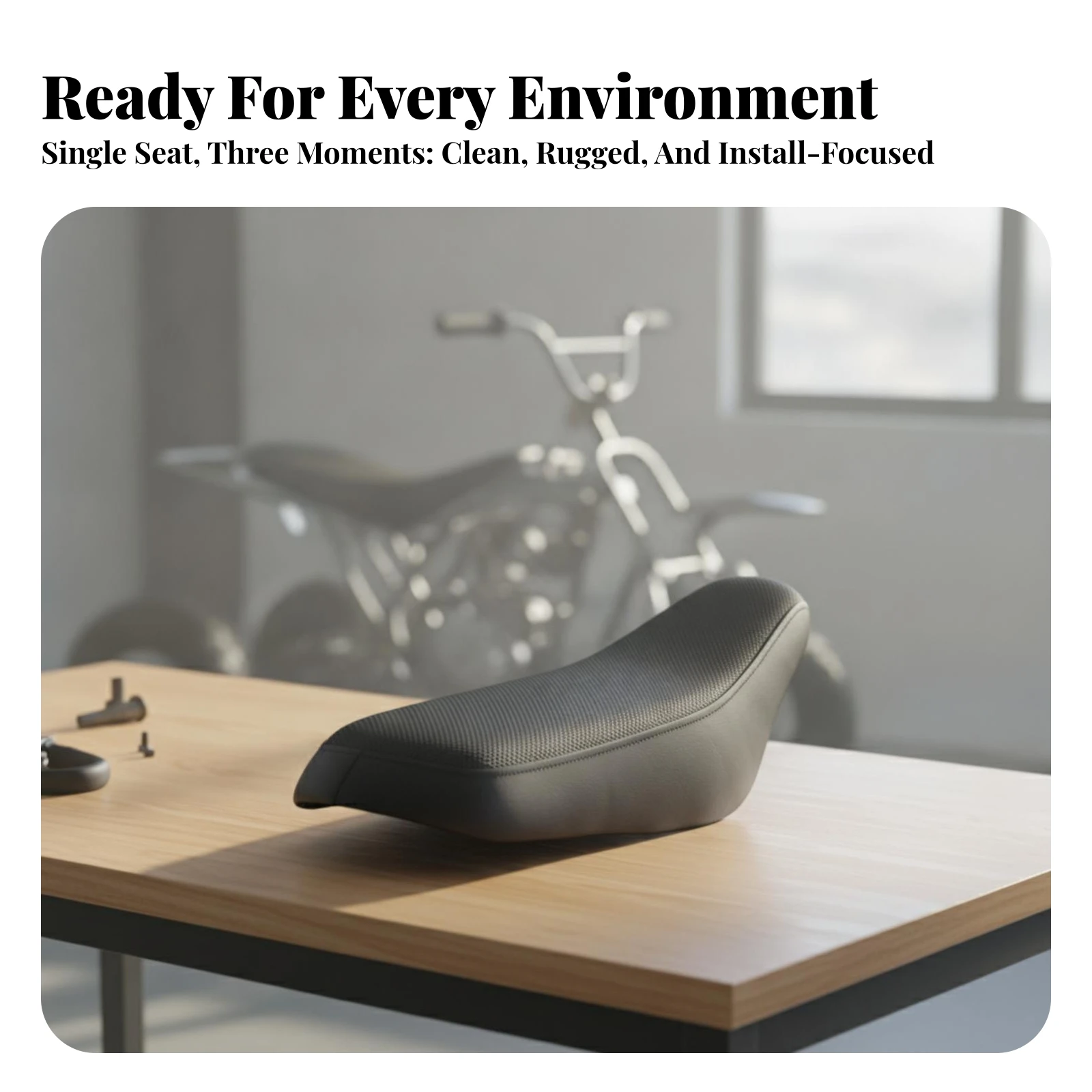 ATV Seat Cushion with Mounting Hardware Contoured ATV Seat Parts Comfortable Wear-Resistant for Riders, All-Terrain