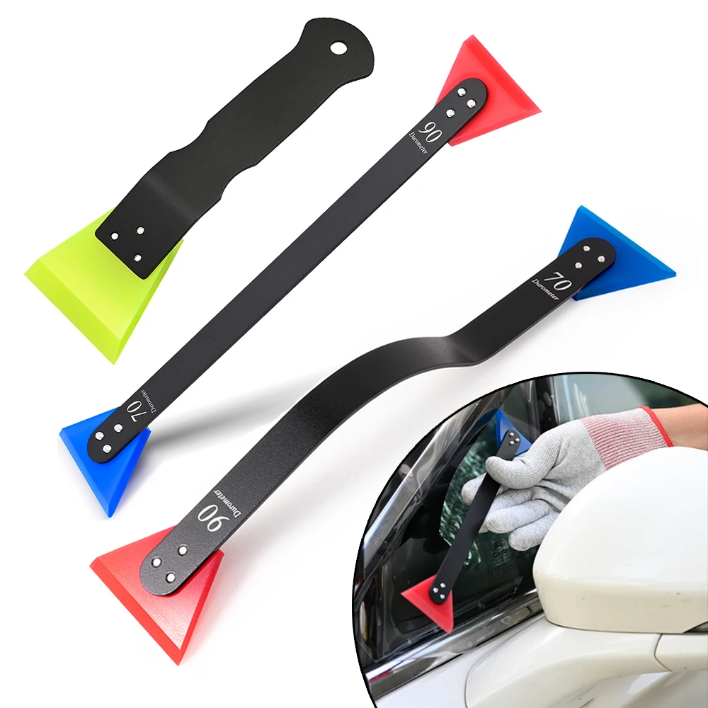 

FOSHIO Long Handle Single/Double Head Car Tint Squeegee Mini Rubber Blade Scraper for Quarter Window Mirror Water Cleaning Tool