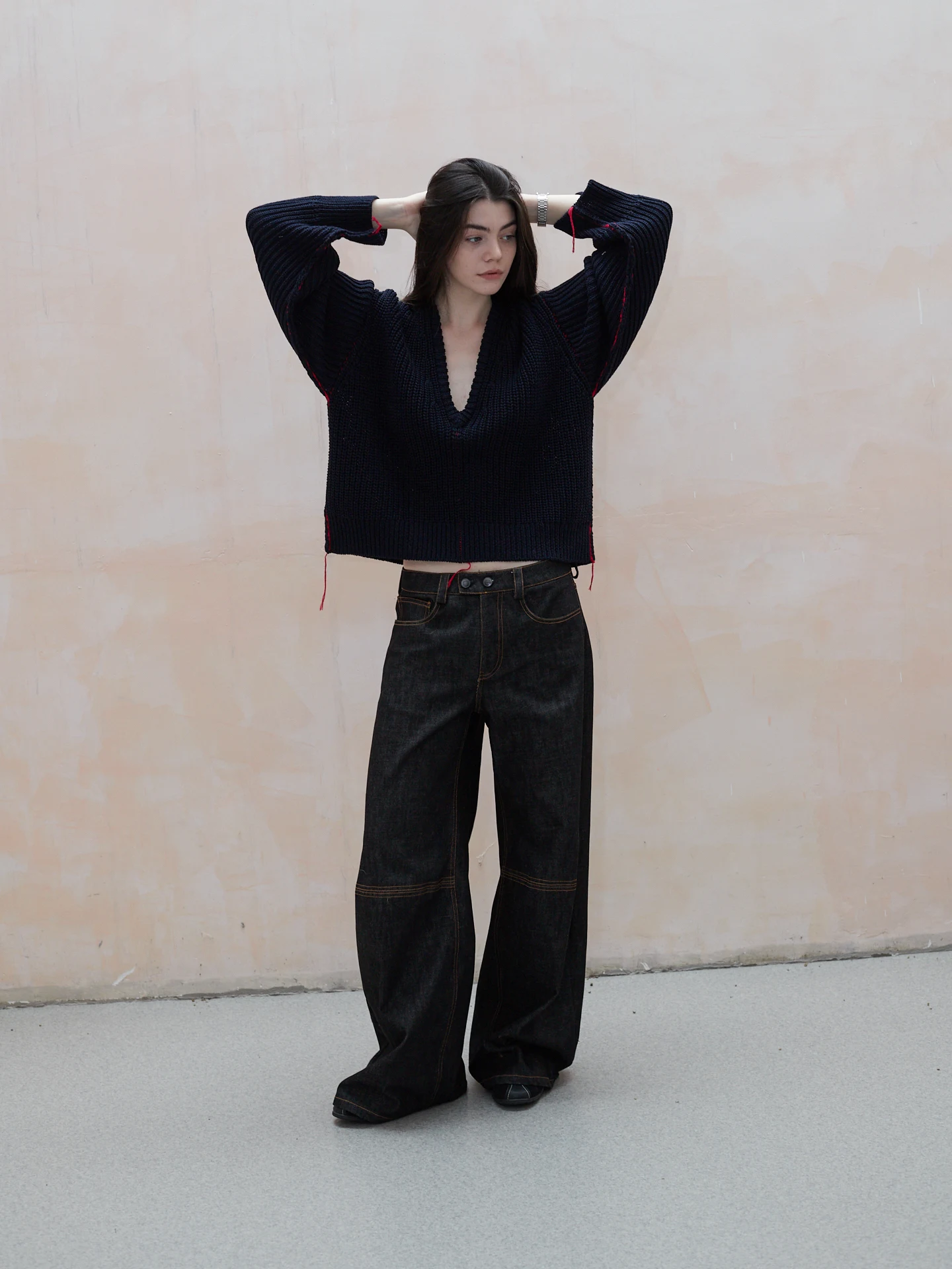 

Джинсы Weicheng Lu FW25 Original Cow Color Bla, свободные, широкие, из хлопкового денима, для молодых женщин, осенний сезон