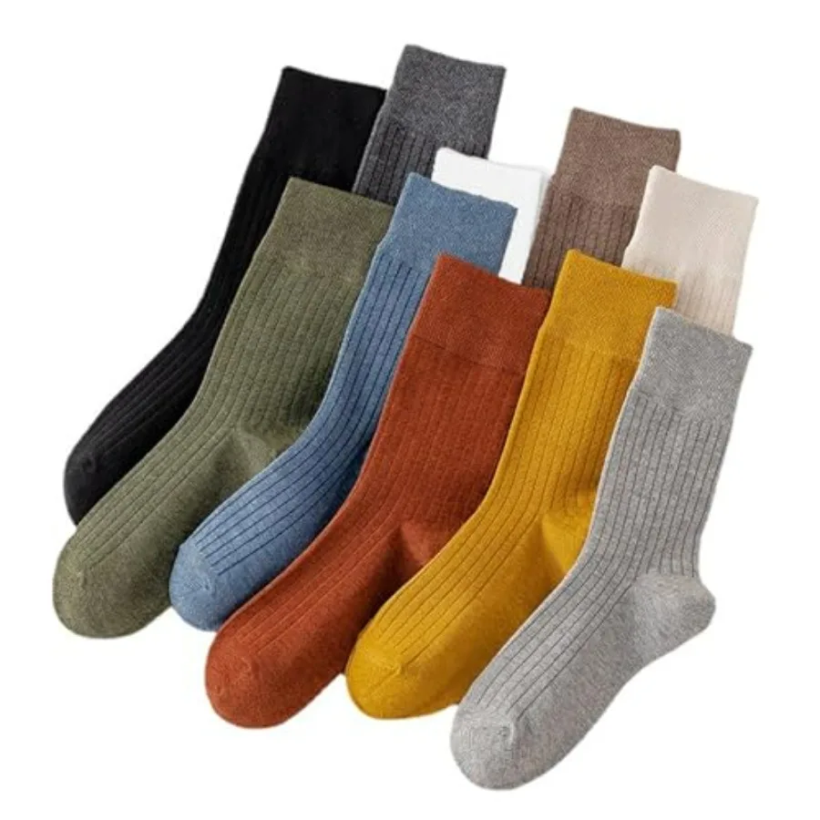 

10 Pairs of Retro Colorful Athletic Socks for Women, Solid Color, Above Ankle Crew Stretch Socks for Girls