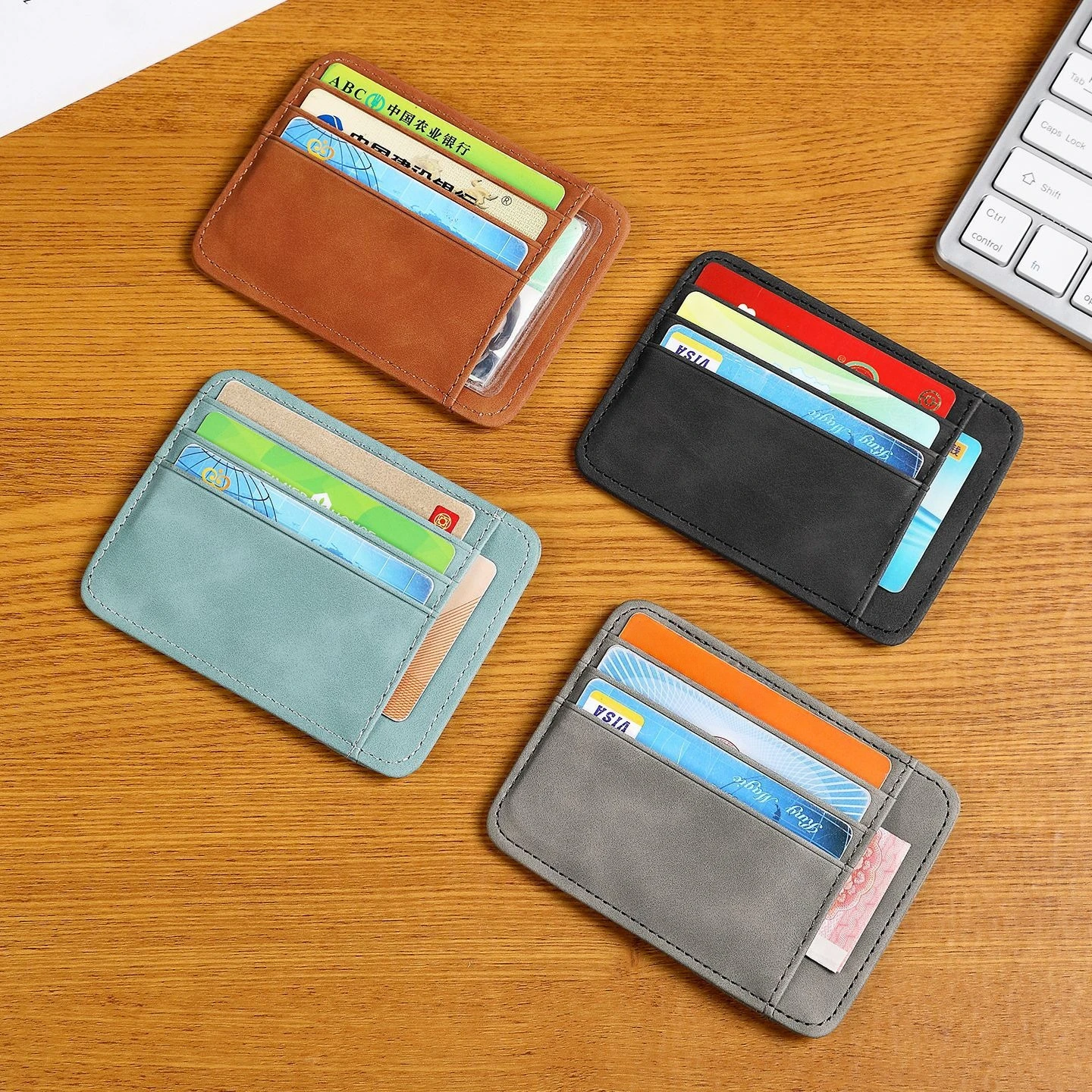 

Слот для нескольких карт, однотонный портативный кожаный чехол для карт, унисекс, банковская кредитная карта, удостоверение личности автобуса, держатель для карт, органайзер для путешествий, кошельки