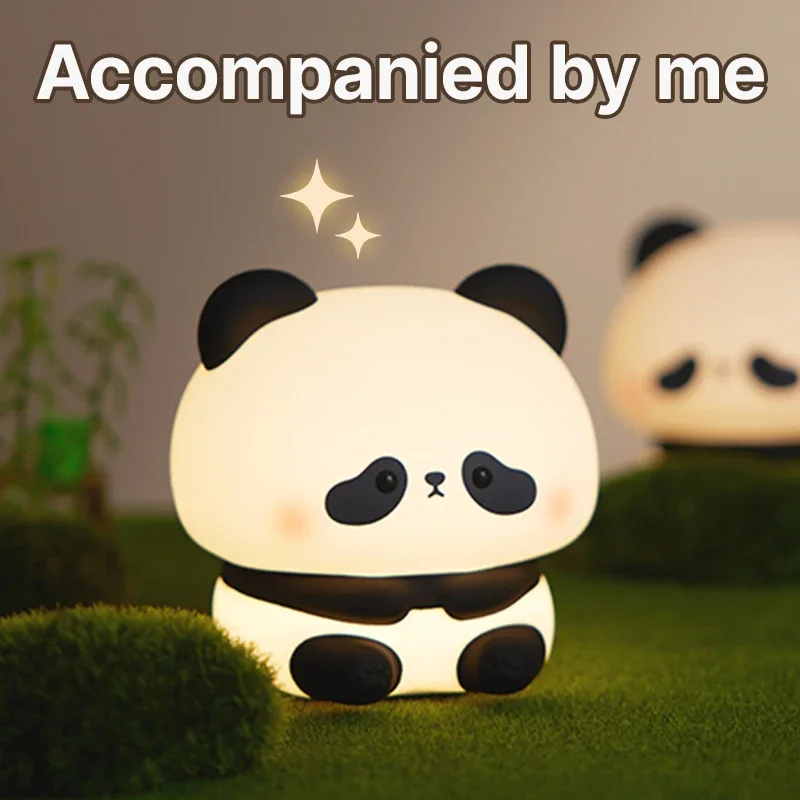 Luce notturna a LED Panda Luce notturna in silicone carina Lampada da notte touch ricaricabile USB Lampada da cronometraggio per camera da letto Decorazione Regalo per bambini