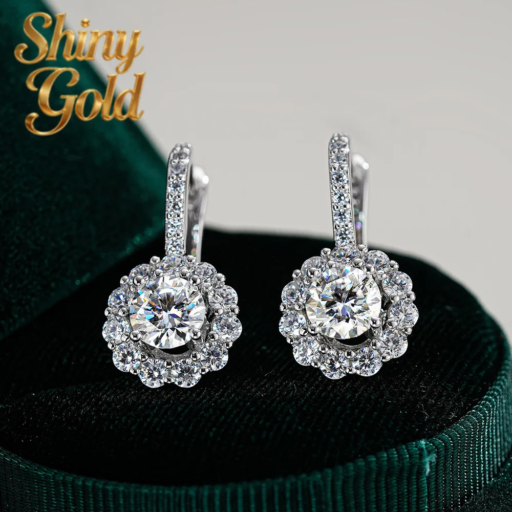 

ShinyGold 1 Carat D Color Moissanite Earrings For Women - Circle Hoop Style, Elegant Studs, Stylish Accessory