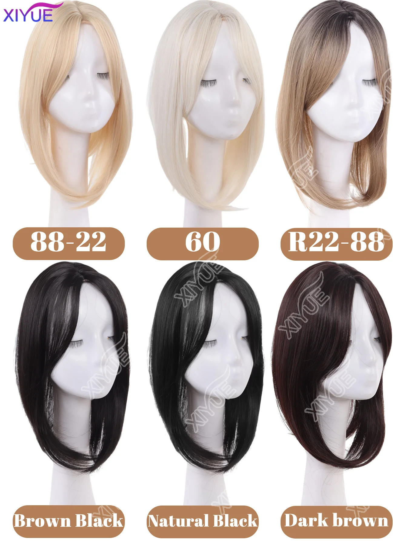 Middle Part Straight Hair Topper With Side Bangs, Synthetic Fiber Wig Piece, Effectively Covers Thinning Crown And Adds Volume