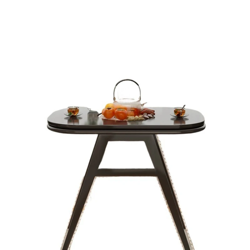 

Balcony small table and chairs three-piece Internet celebrity tea light luxury high sense solid wood small tea table
