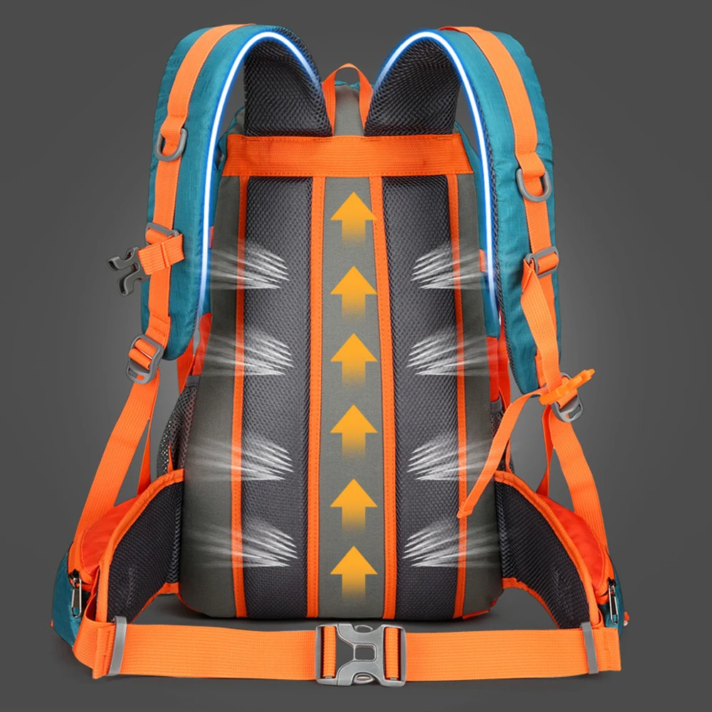 حقيبة ظهر للمشي لمسافات طويلة سعة 40 لترًا، حقيبة ظهر خفيفة الوزن للسفر، حقيبة أساسيات للتخييم، حقيبة رياضية خارجية، حقيبة نهارية للرحلات والصيد والمغامرة