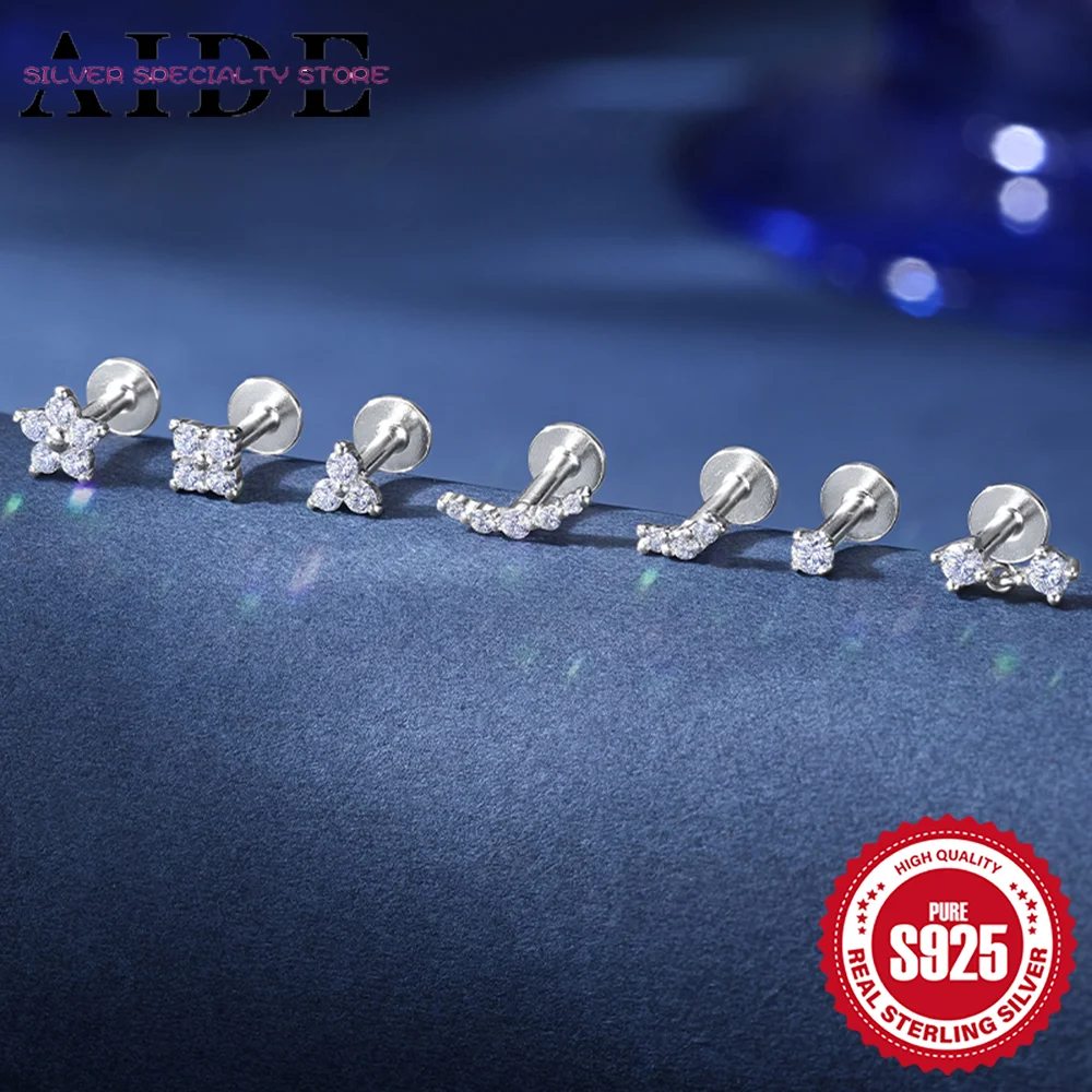 

AIDE 925 sterling silver Lab-Grown Diamonds For Woman Luxury Piercing Earring Fine Jewelry for Wedding Anniversary Gift сережки