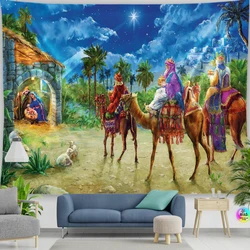 Nativity Scene Room Decoration Tapestry Jesus Birth Manger Barn Wall Hanging Angel Easter Christmas Wall Decor Christ Tapestries