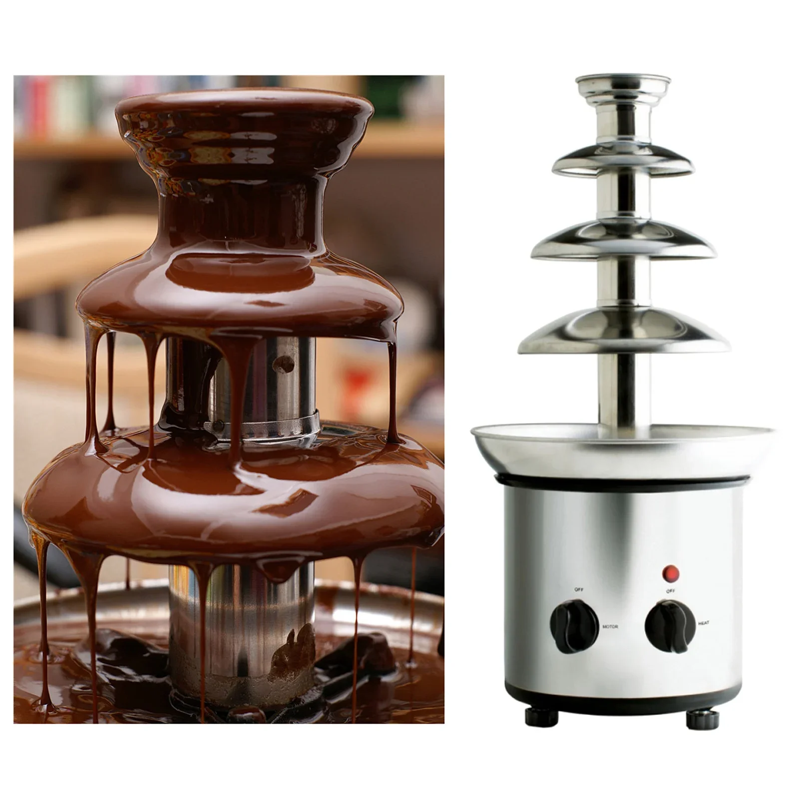 Stainless Steel Electric Chocolate Fondue Fountain, 4-Pound Capacity, 17.7 in Tall, Great Gift